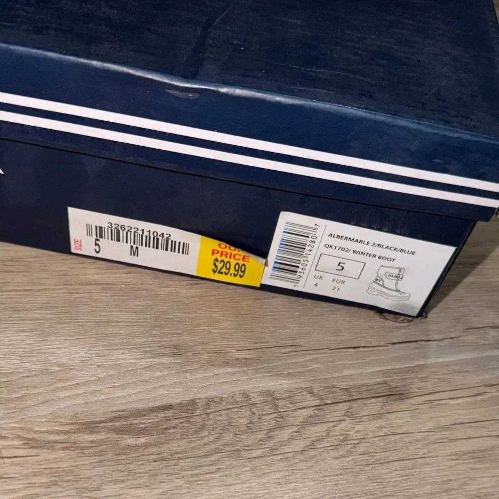 Nautica Kids Black and Blue Waterproof Winter Boots
